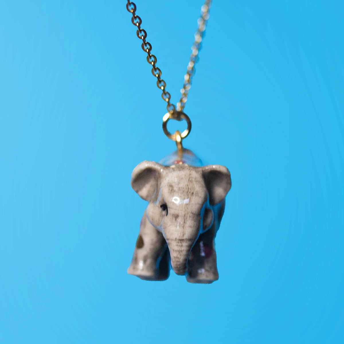 Pink Polka Dot Elephant Necklace