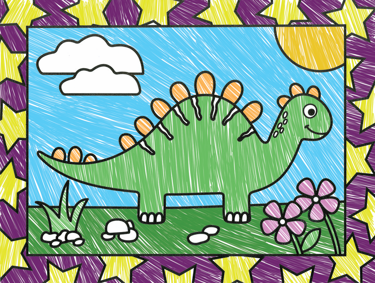 Stained Glass Coloring, Dinosaurs