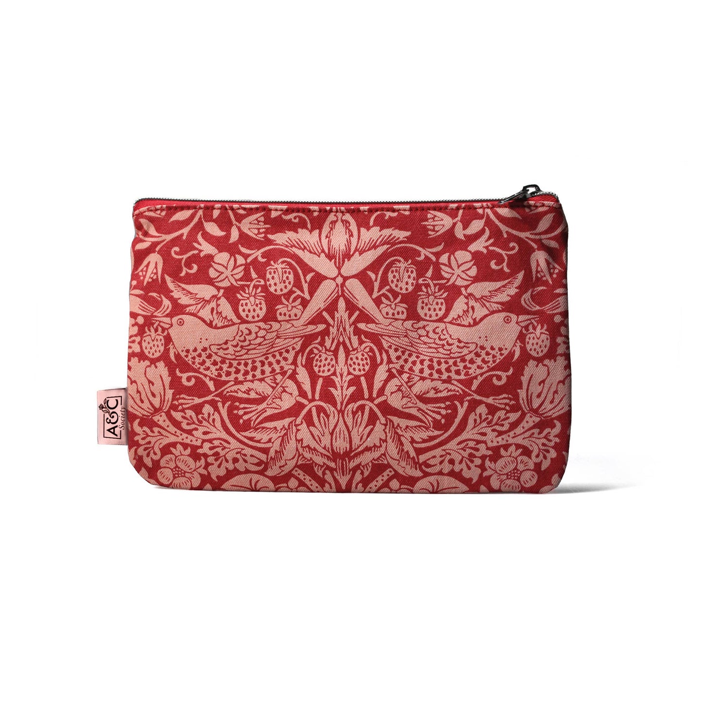 William Morris 'Raspberry' Cotton Coin Purse with a nature-themed pattern.