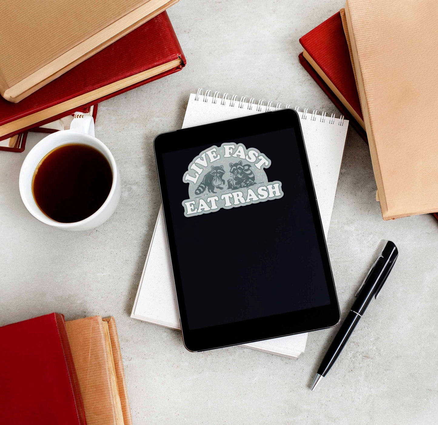 Live Fast Eat Trash Raccoon Sticker