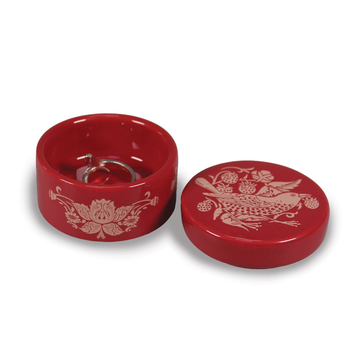 Ceramic Trinket Box William Morris StrawberryThief Raspberry