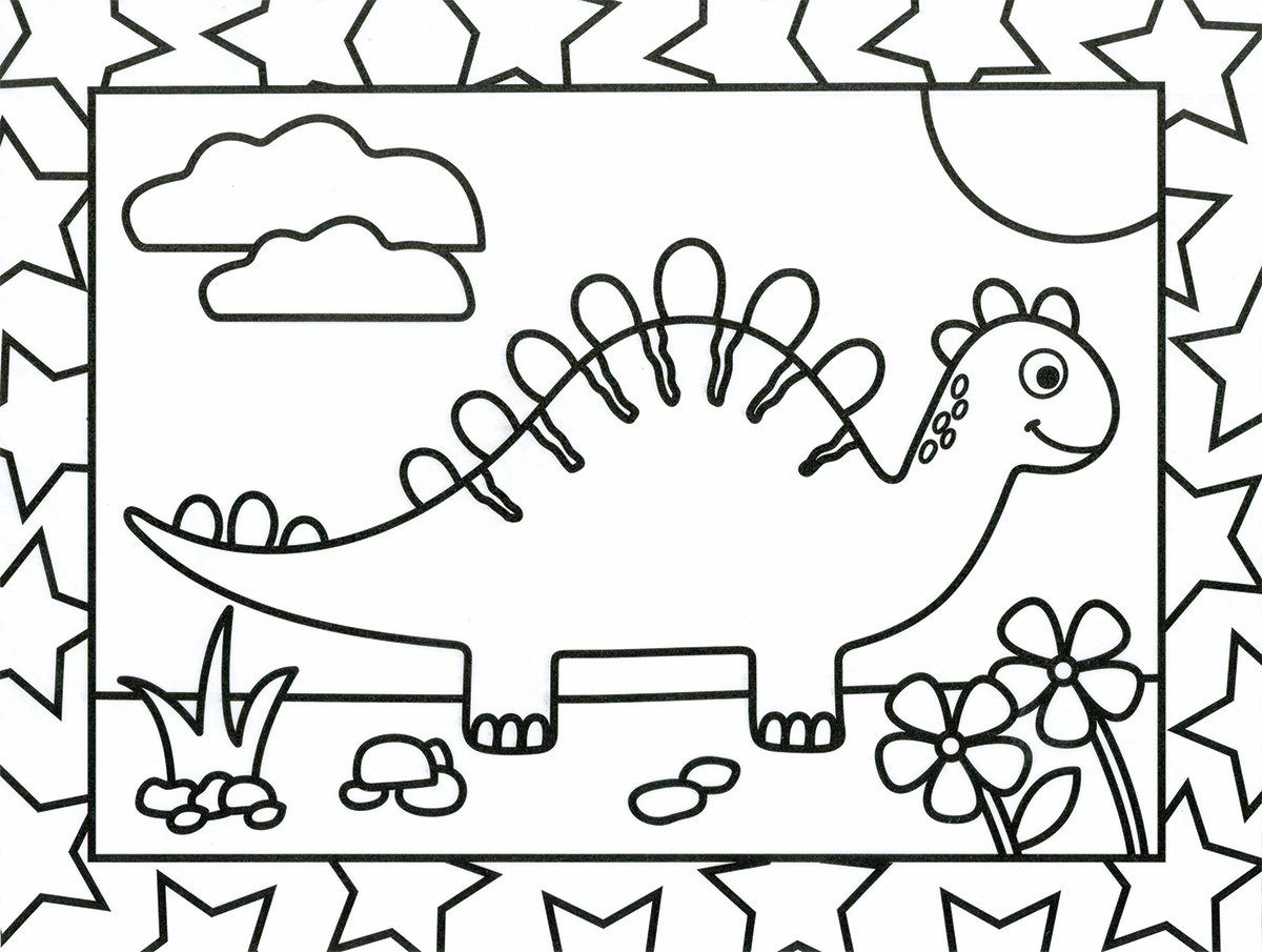 Stained Glass Coloring, Dinosaurs
