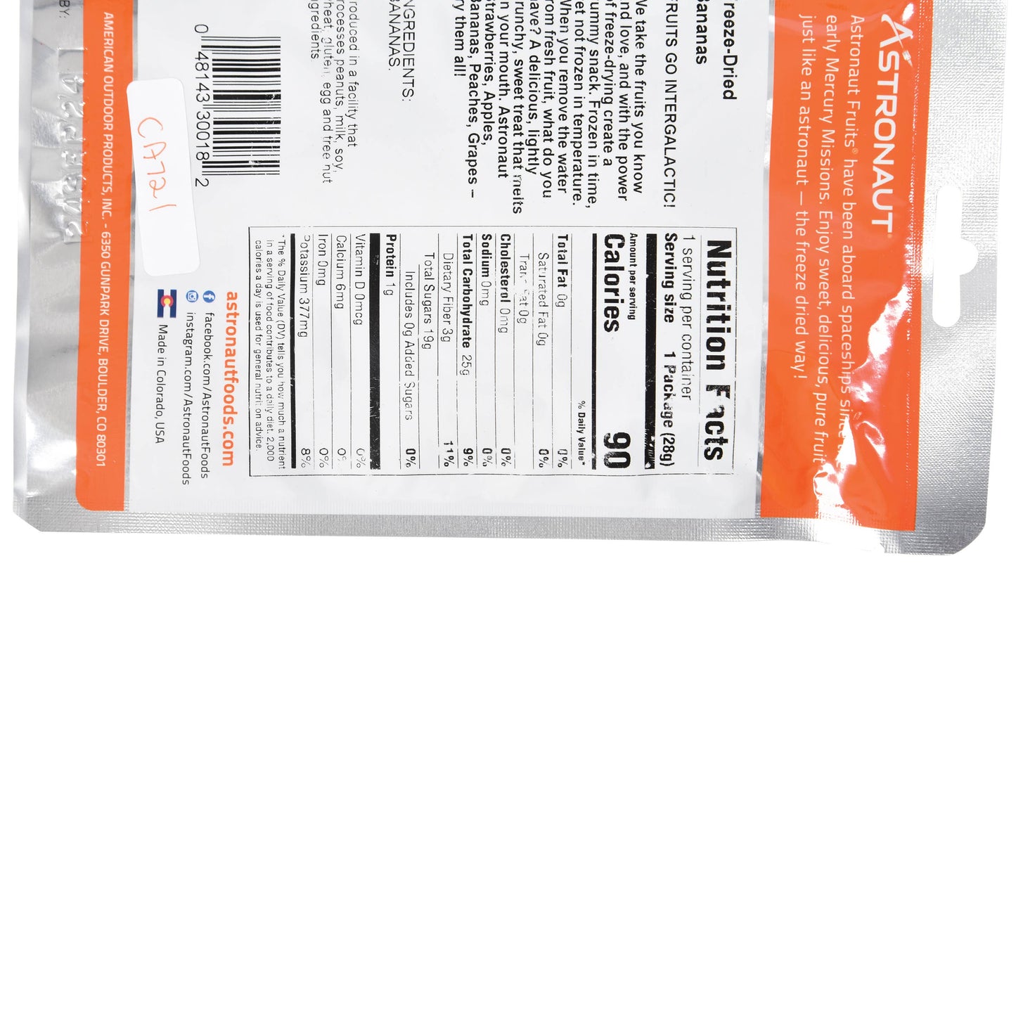Astronaut Freeze Dried Bananas