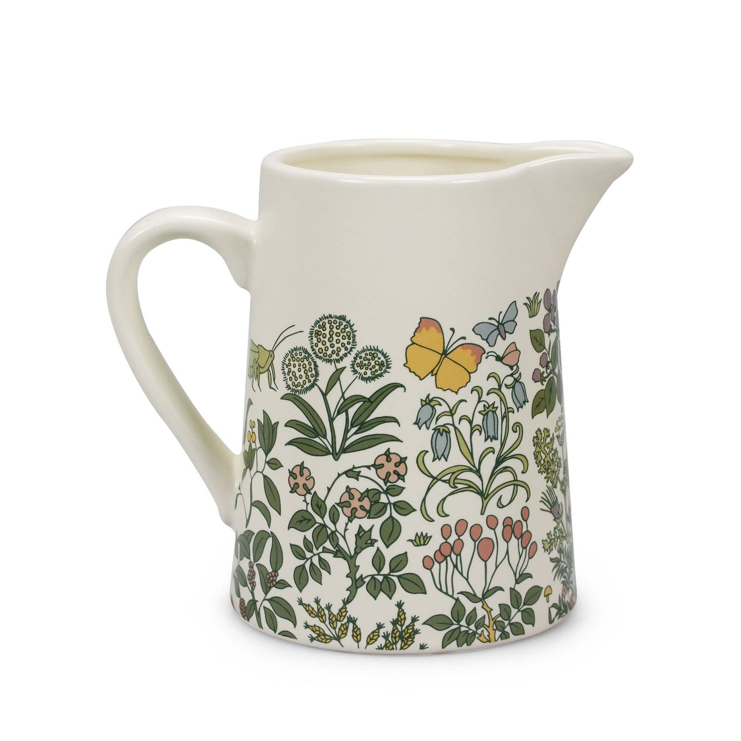 Botanical Floral Birds Butterflies Pitcher Jug Vase