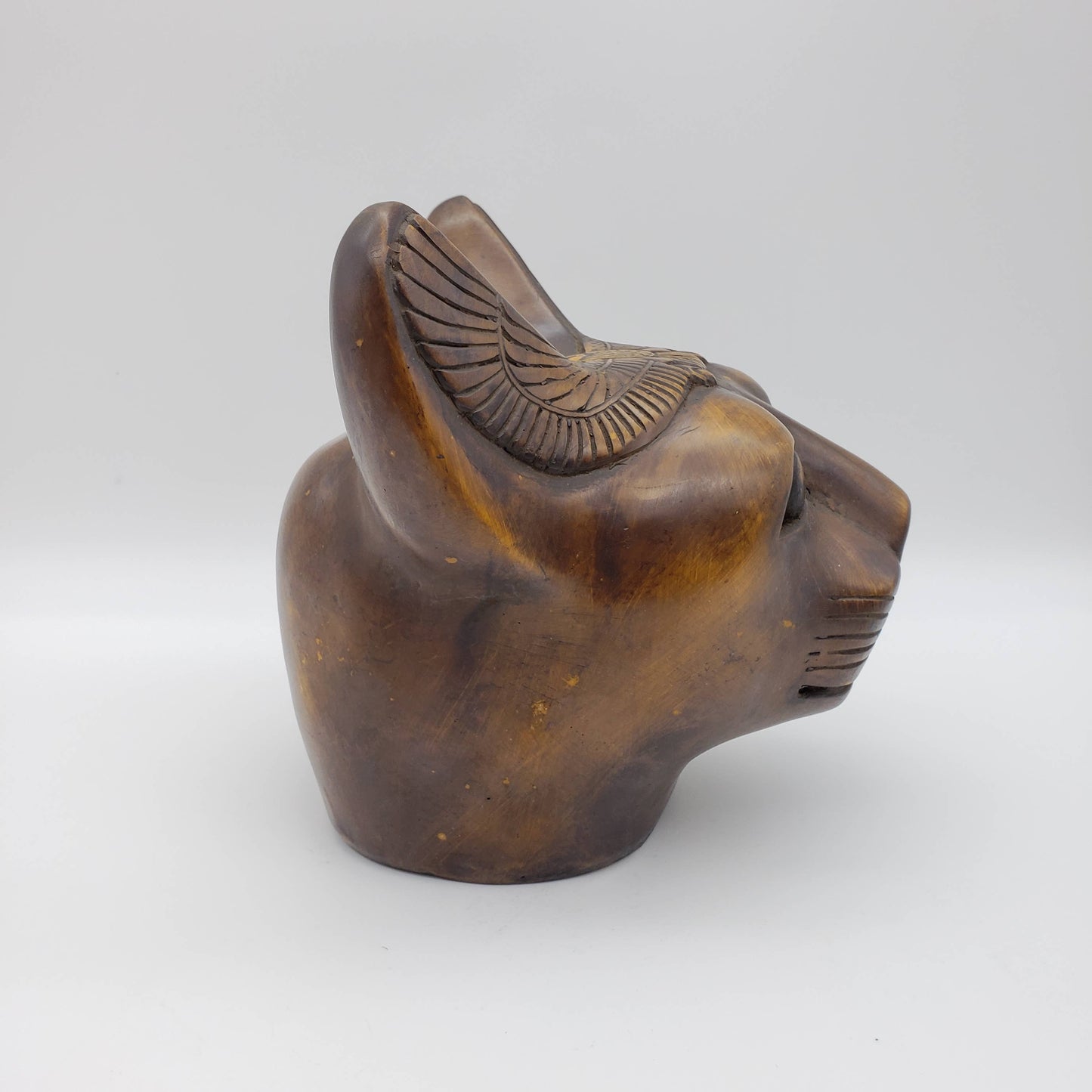 Bastet Cat Bust Statue Brown Large - 6" - Egyptian Goddess