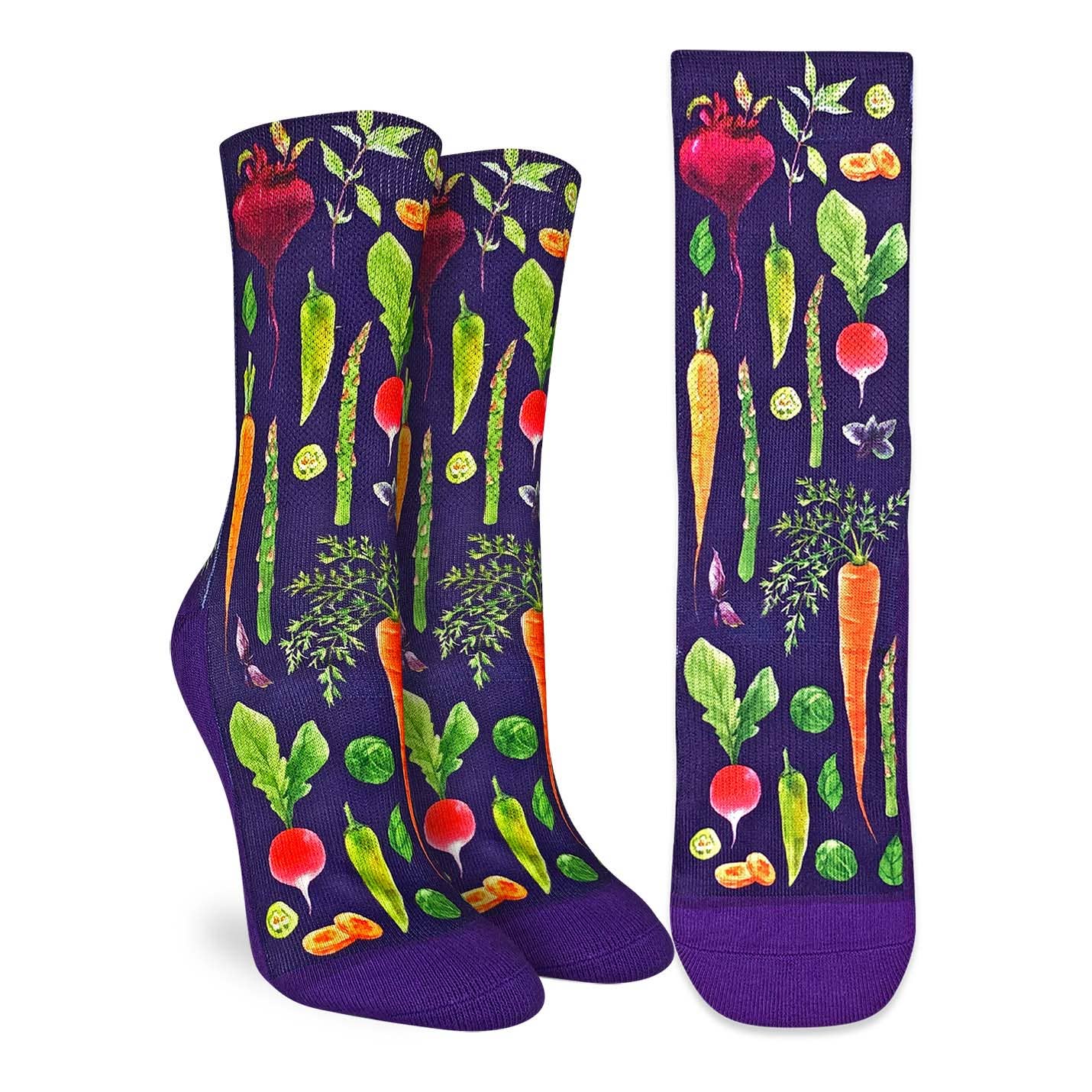 Women's Veggies, Purple Socks: Shoe Size 5-9