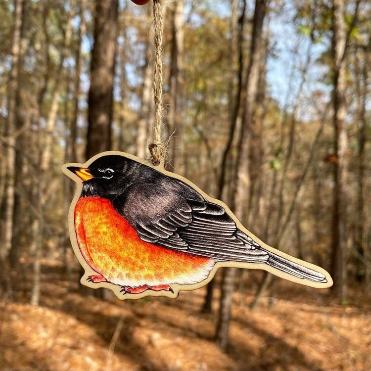 American Robin Wood Print Ornament