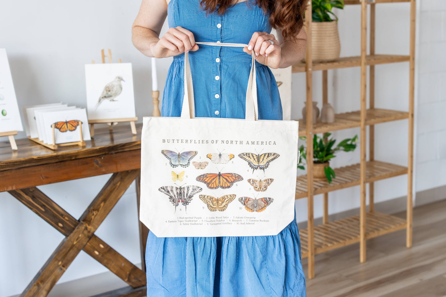 Feed & Dwell - Butterflies of North America Large Organic Cotton Tote Bag