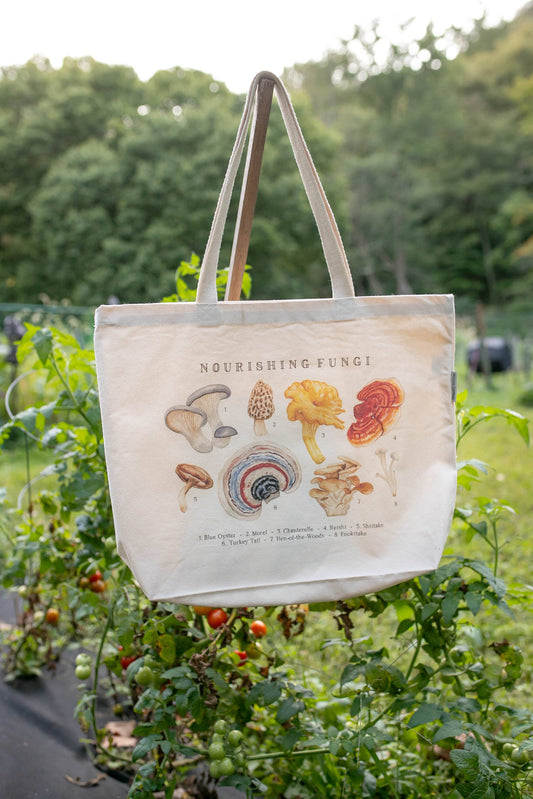 Mushroom Large Organic Cotton Tote Bag | Mushroom Canvas Bag