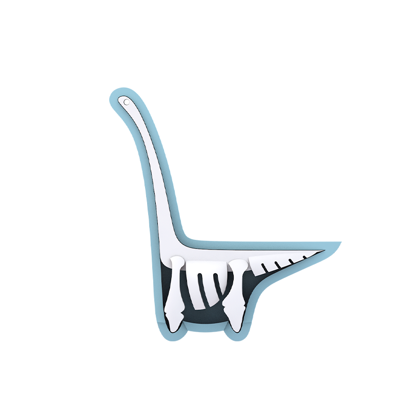 Minimalist illustration of a dinosaur, inspired by the DIPLO, with a long neck and tail. Features white, blue, and dark gray outlines on a light background—ideal for any dino world enthusiast.
