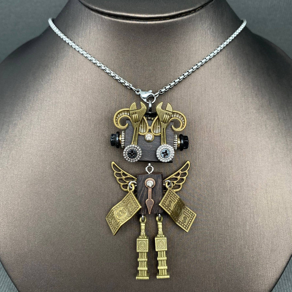 Handmade Punk Robot Necklace