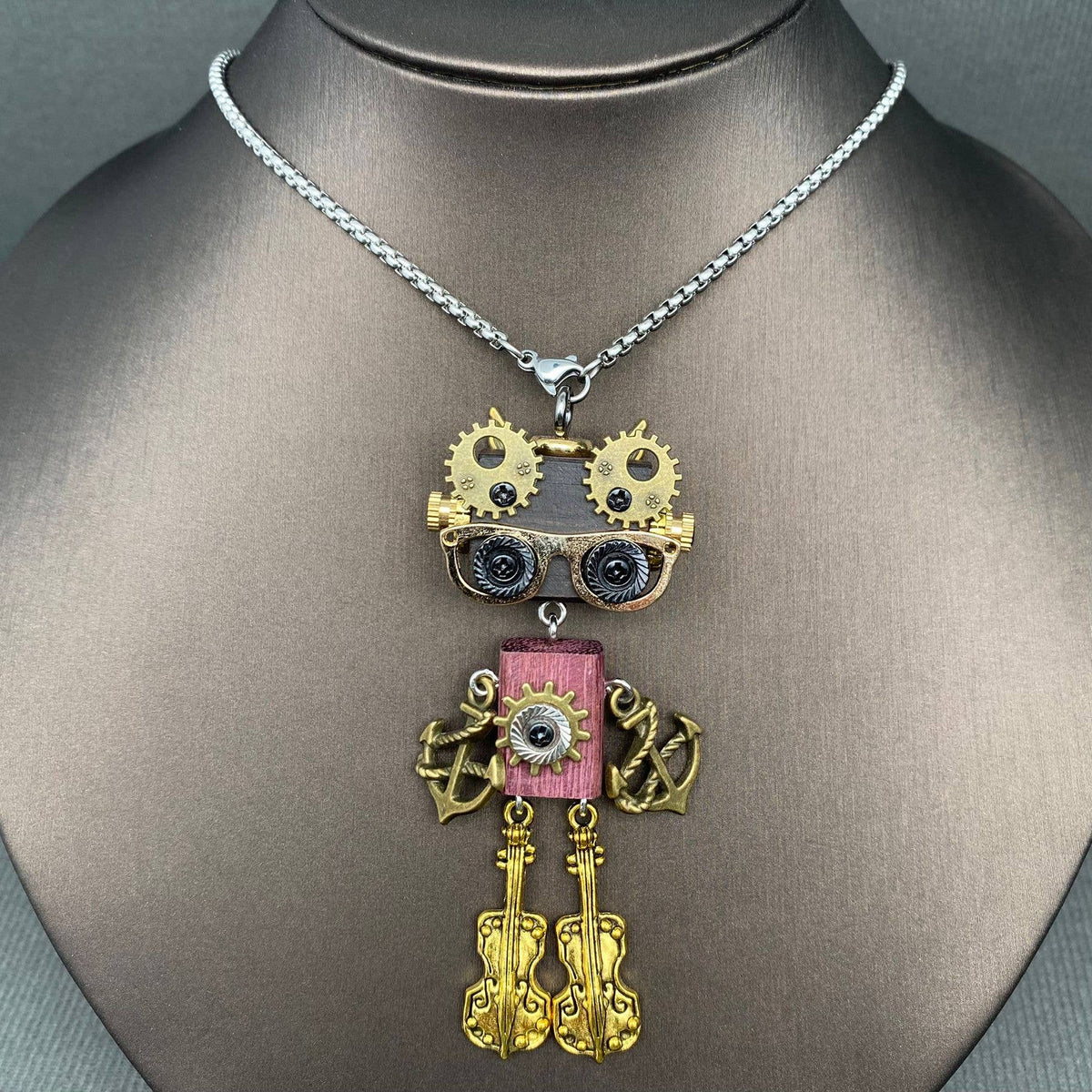 Handmade Punk Robot Necklace