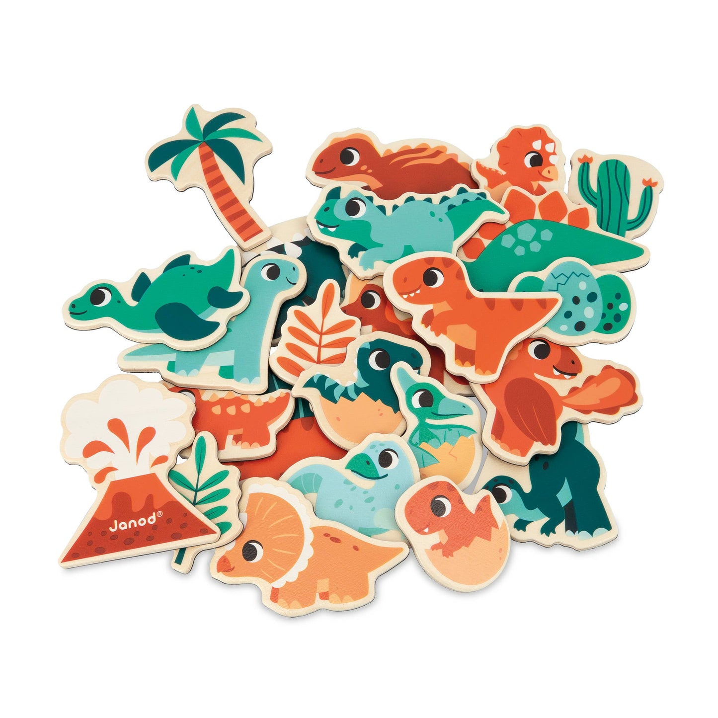 Set of Magnets | Dino | 24 wooden magnetic pieces | toy