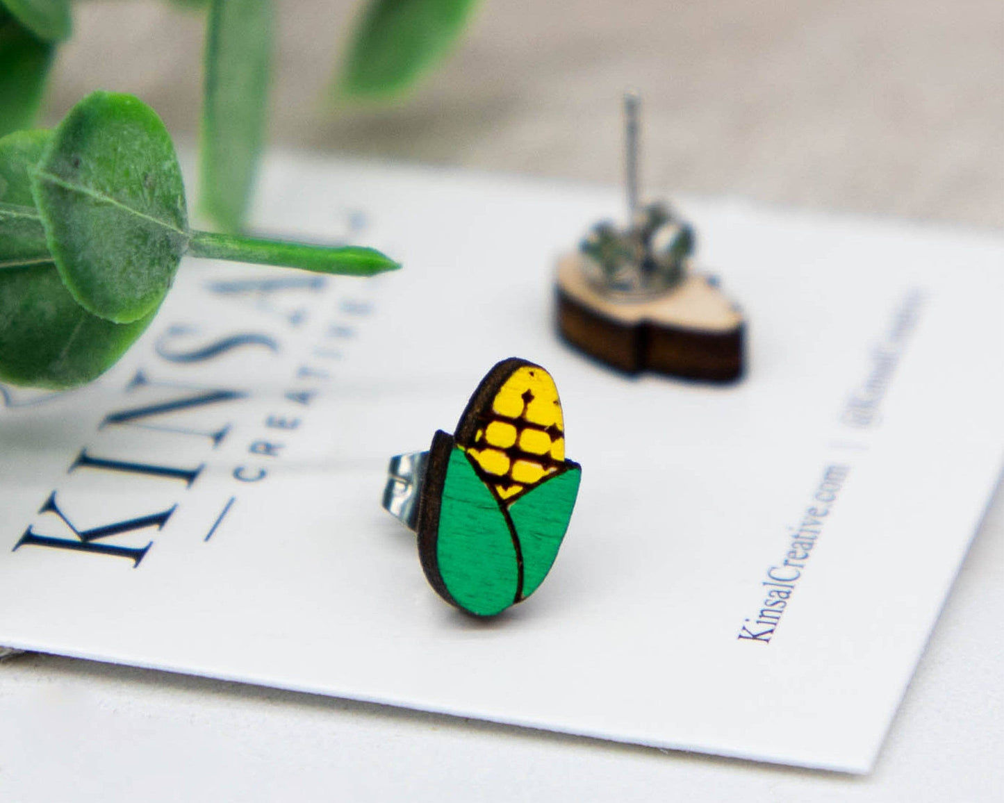 Corn Cob Wood Stud Earrings