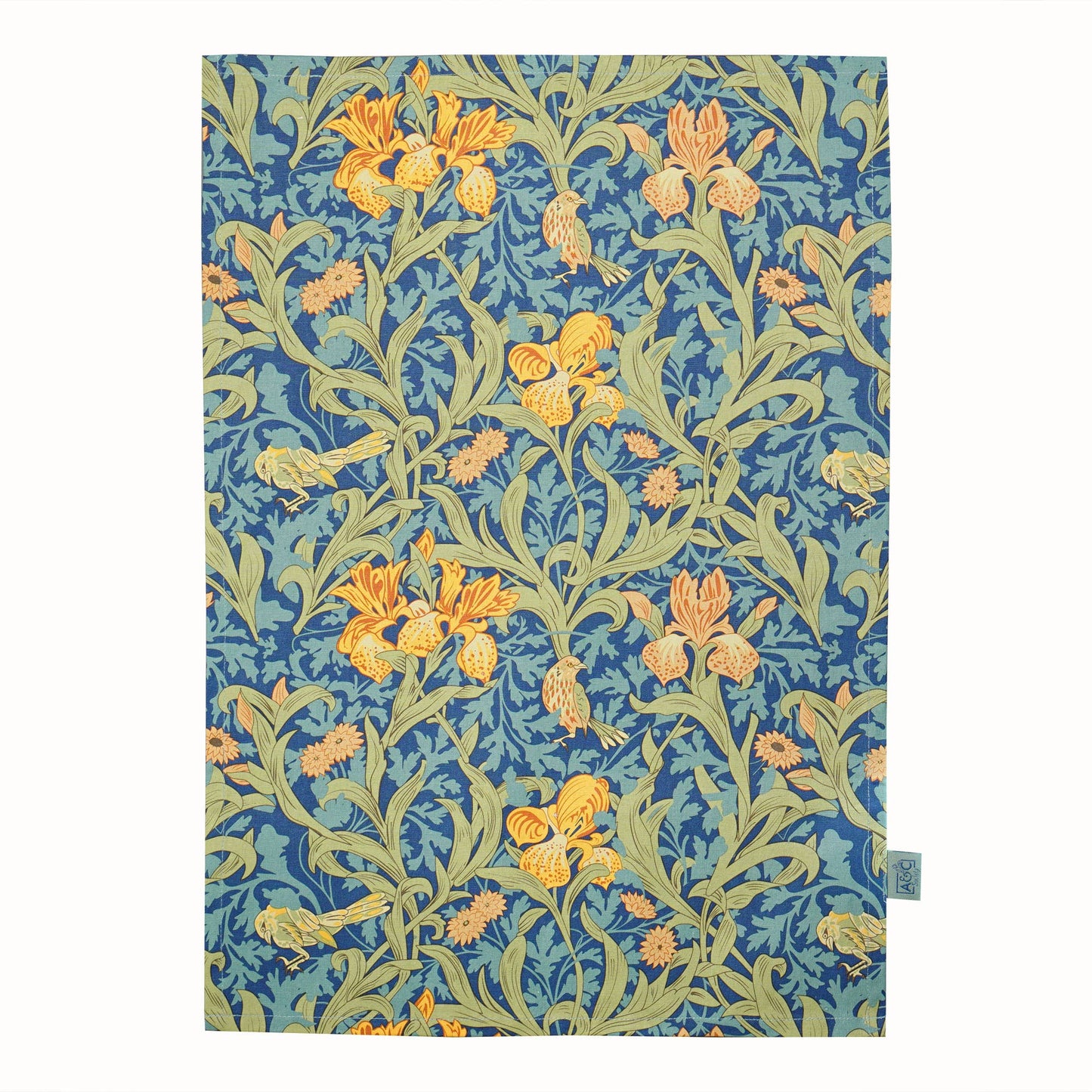 Arts and Crafts Movement Cotton Tea Towel Iris Design