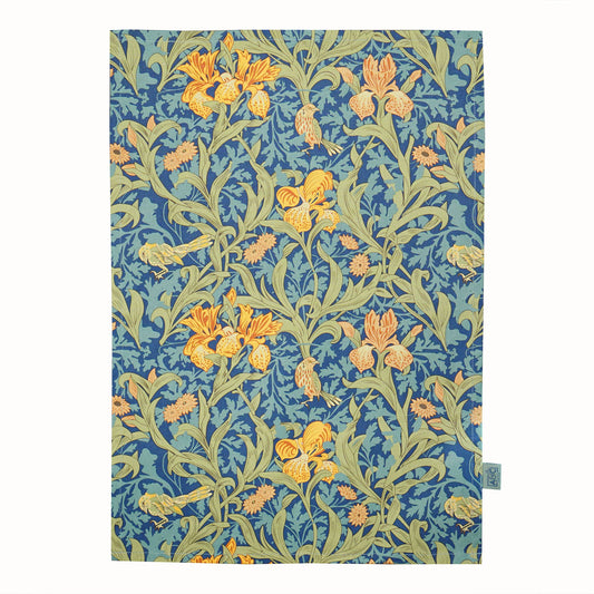 Arts and Crafts Movement Cotton Tea Towel Iris Design