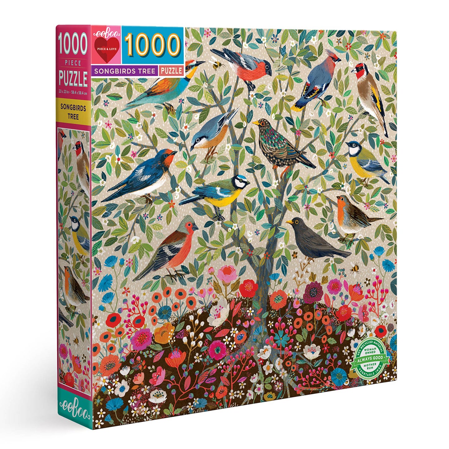 eeBoo - Songbirds Tree 1000 Piece Square Puzzle