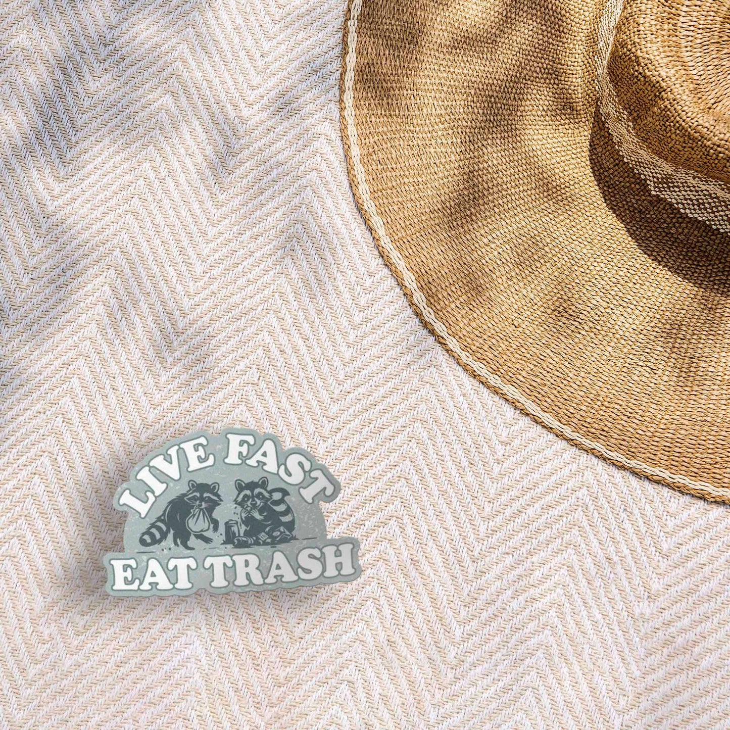 Live Fast Eat Trash Raccoon Sticker