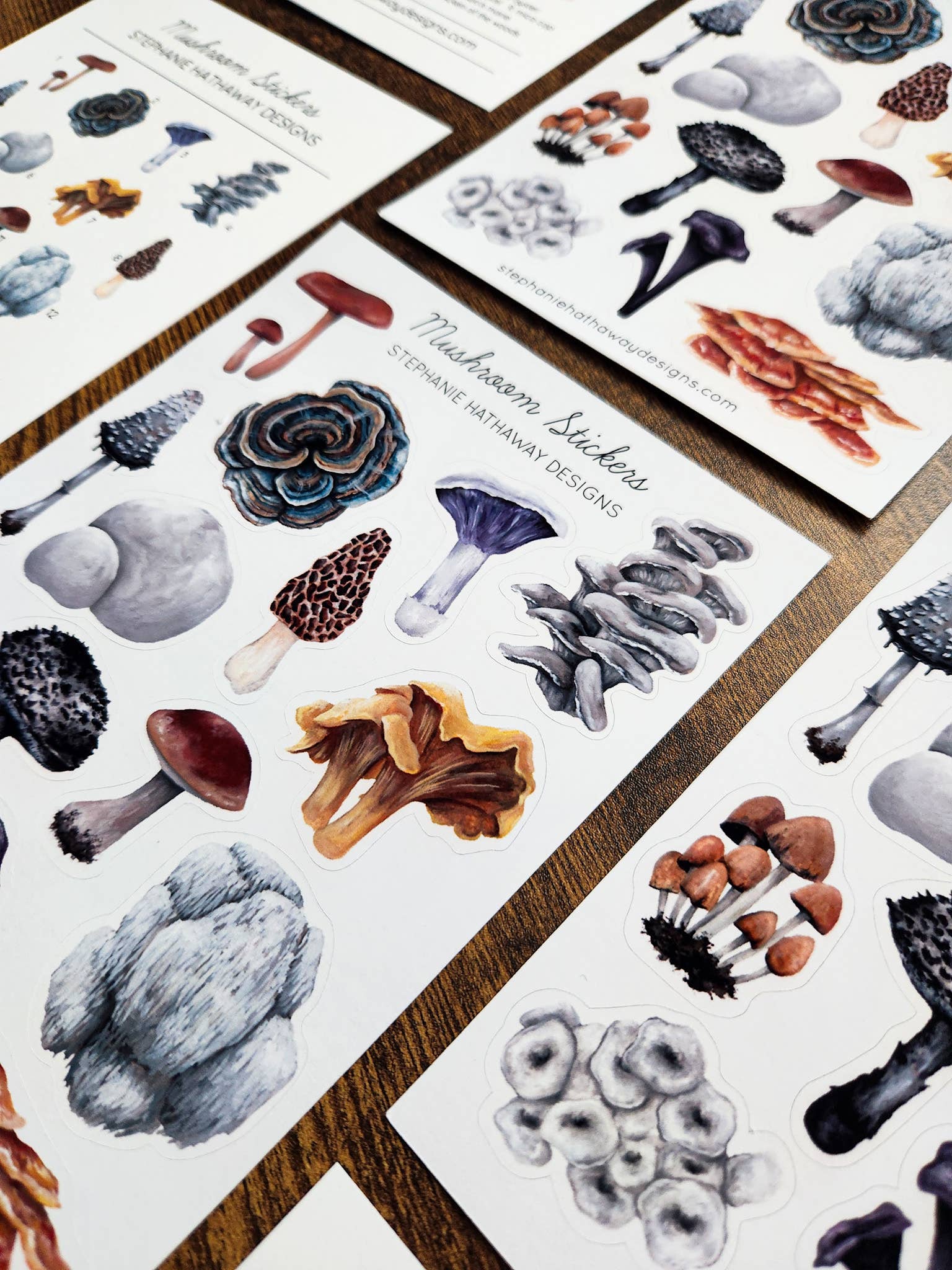 Collection of mushroom sticker sheets.