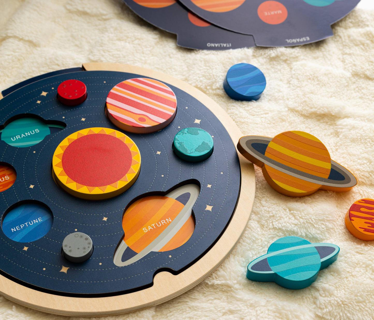 Multi-Language Solar System Wooden Tray Puzzle