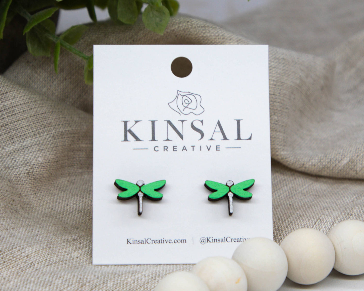 Dragonfly Wood Stud Earrings