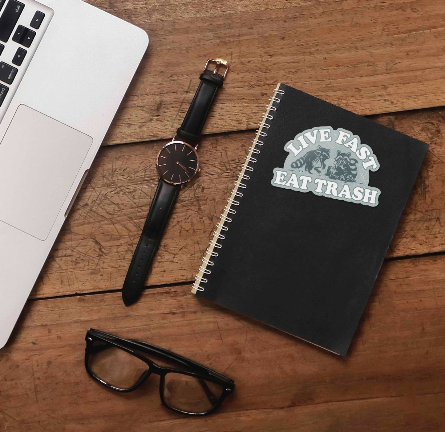 Live Fast Eat Trash Raccoon Sticker