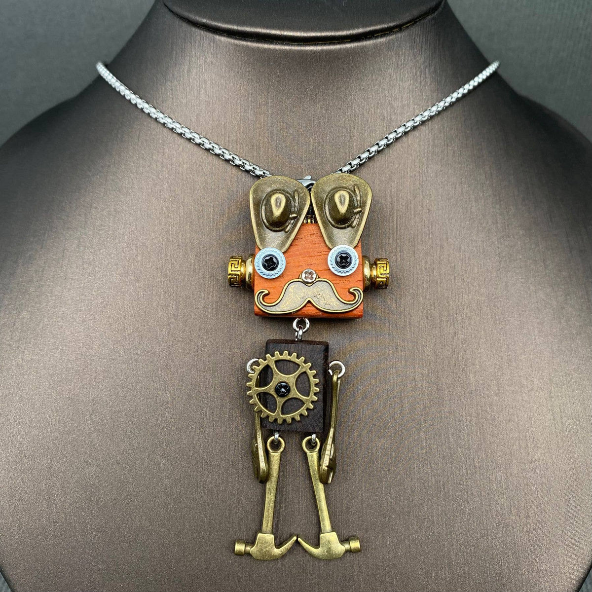 Handmade Punk Robot Necklace