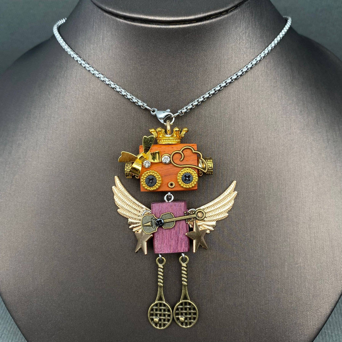 Handmade Punk Robot Necklace