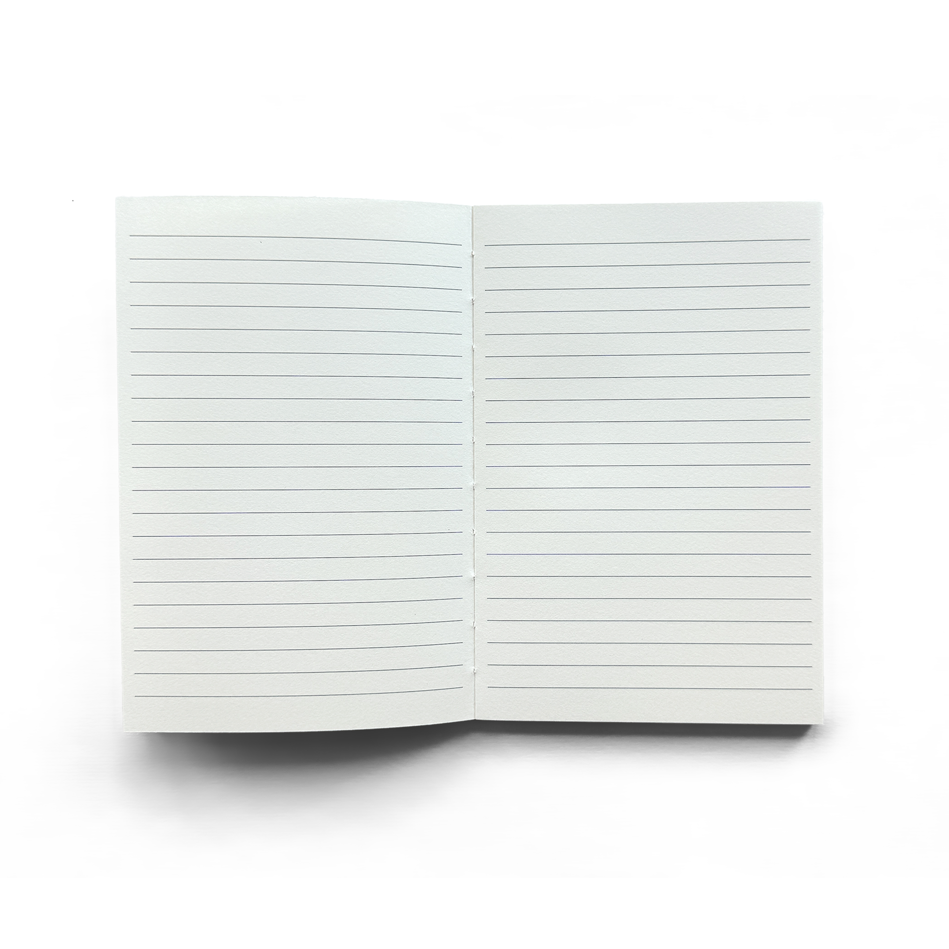 The Vintage Botanical Flower Garden Exposed Binding Notebook is shown open from above on a white background. Its blank, lined pages with evenly spaced horizontal lines are perfect for notes, sketches, or starting your own Garden Journal.