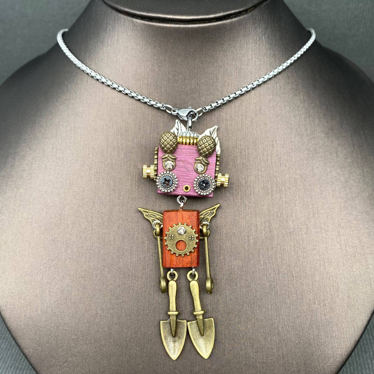 Handmade Punk Robot Necklace