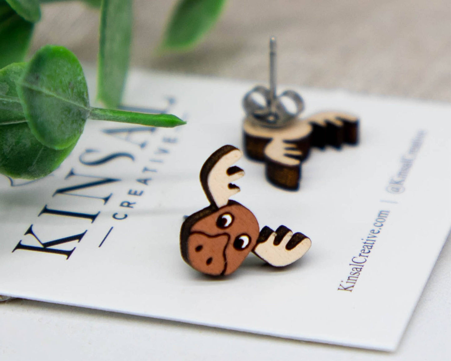 Moose Wood Stud Earrings