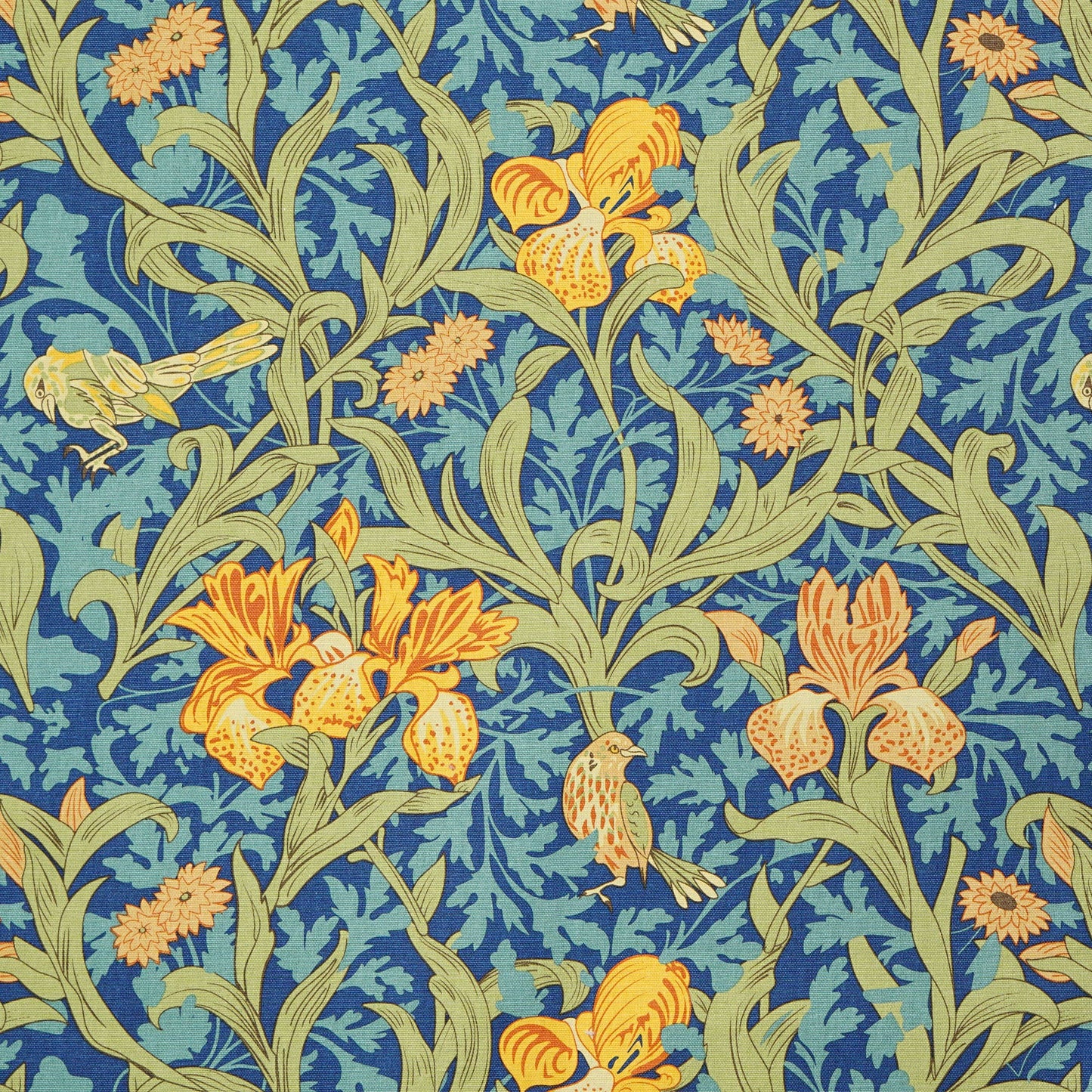 Arts and Crafts Movement Cotton Tea Towel Iris Design