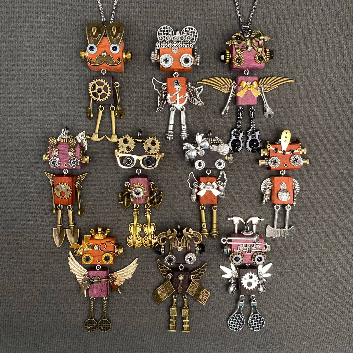 Handmade Punk Robot Necklace
