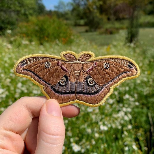 Polyphemus Moth Iron-On Embroidered Patch