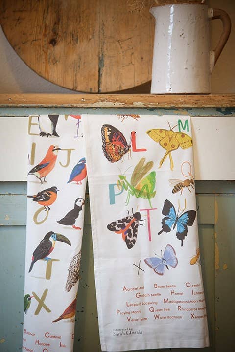 Avian Alphabet Bird Cotton Tea Towel