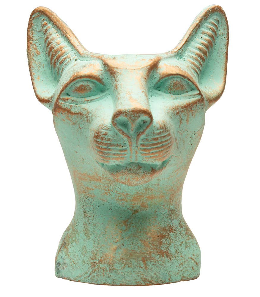Bastet Cat Bust Statue Patina Small - 3.5" - Egyptian Goddes