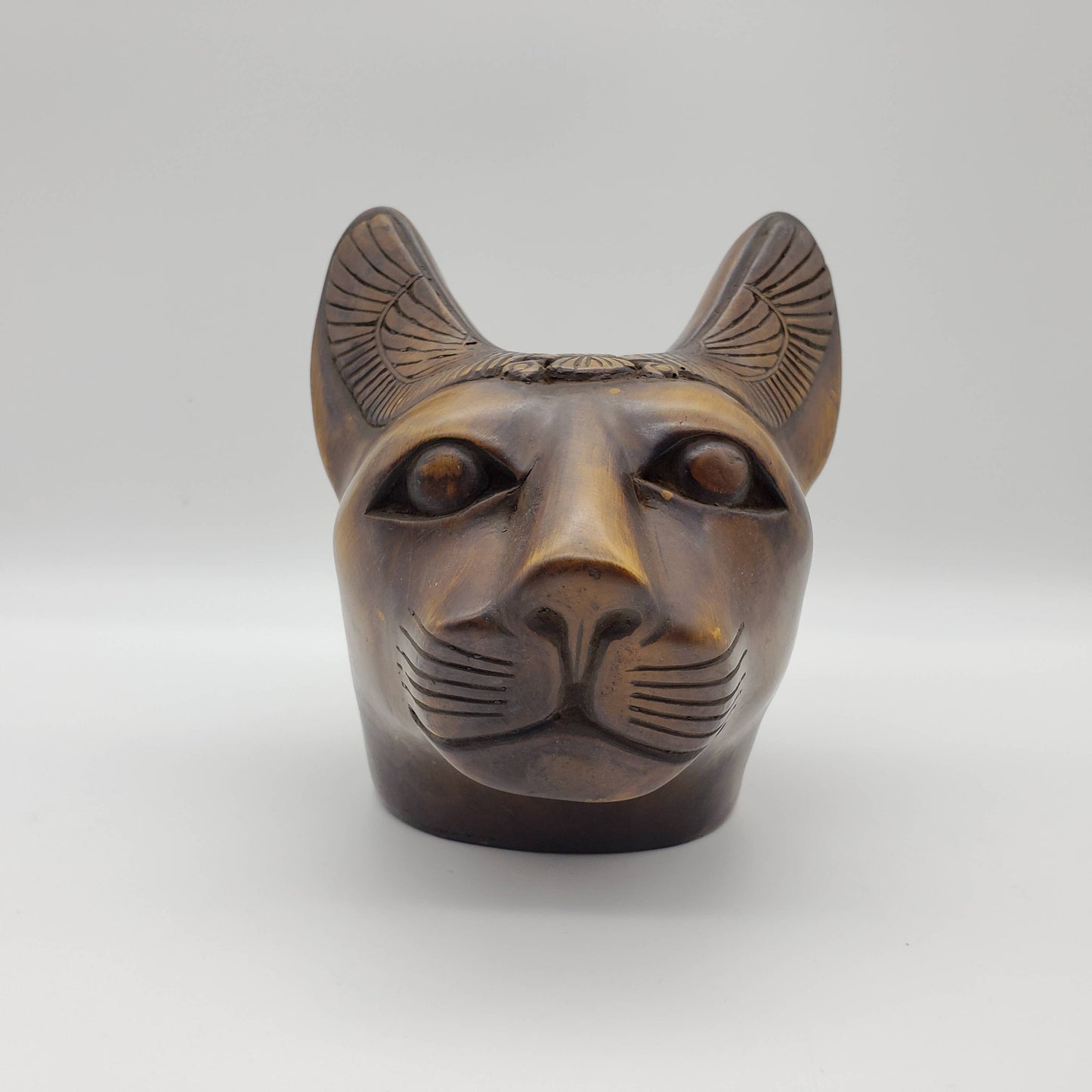 Bastet Cat Bust Statue Brown Large - 6" - Egyptian Goddess