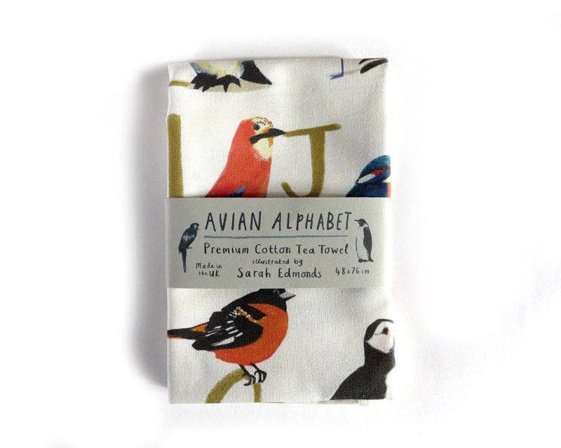 Avian Alphabet Bird Cotton Tea Towel
