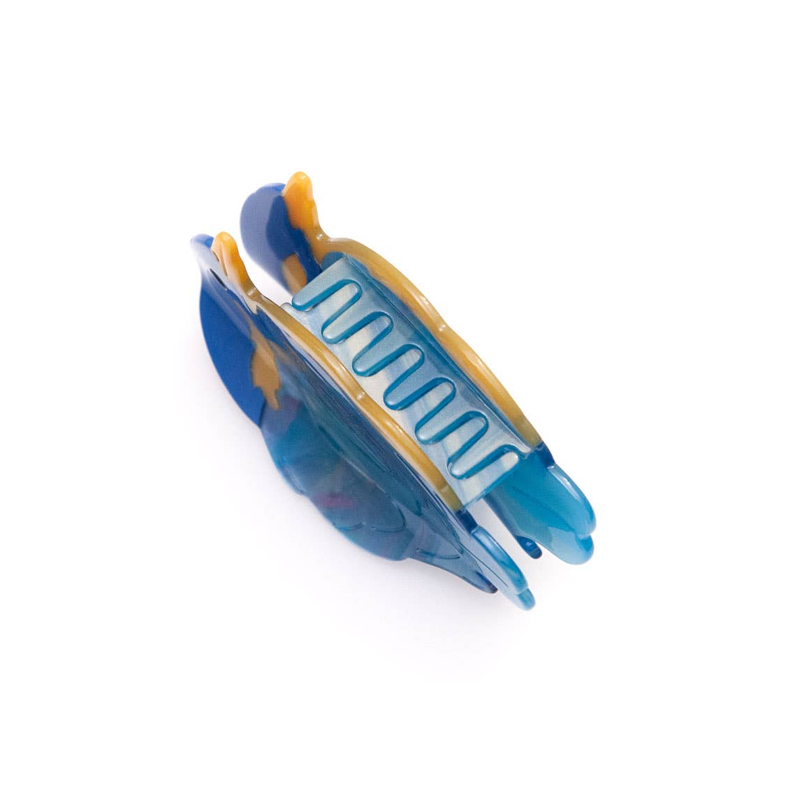 Blue Bird Hair Claw Clip shaped like a blue bird with yellow accents.