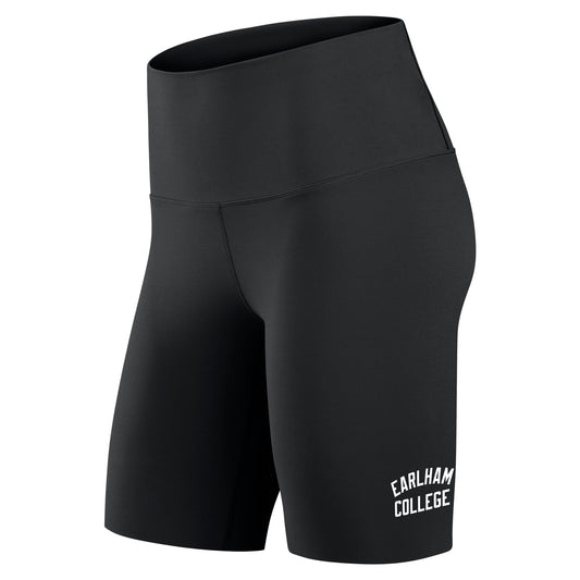 Nike One 7″ Shorts in black, featuring “Earlham College” printed in white on the lower left leg, displayed against a white background.