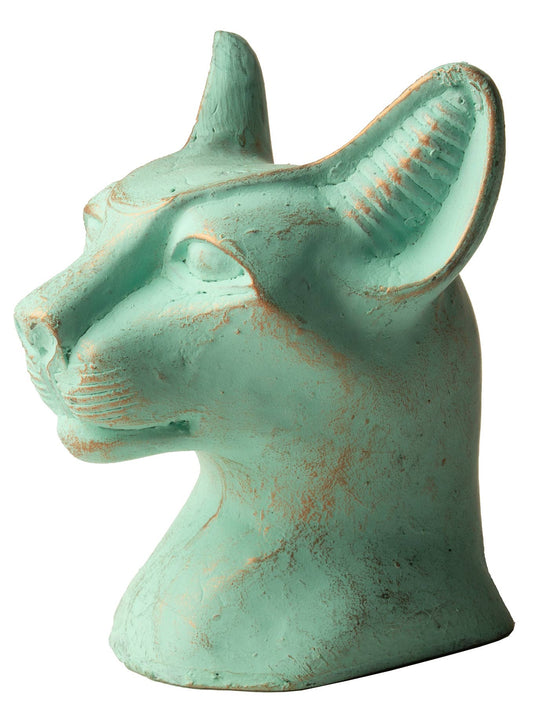 Bastet Cat Bust Statue Patina Small - 3.5" - Egyptian Goddes