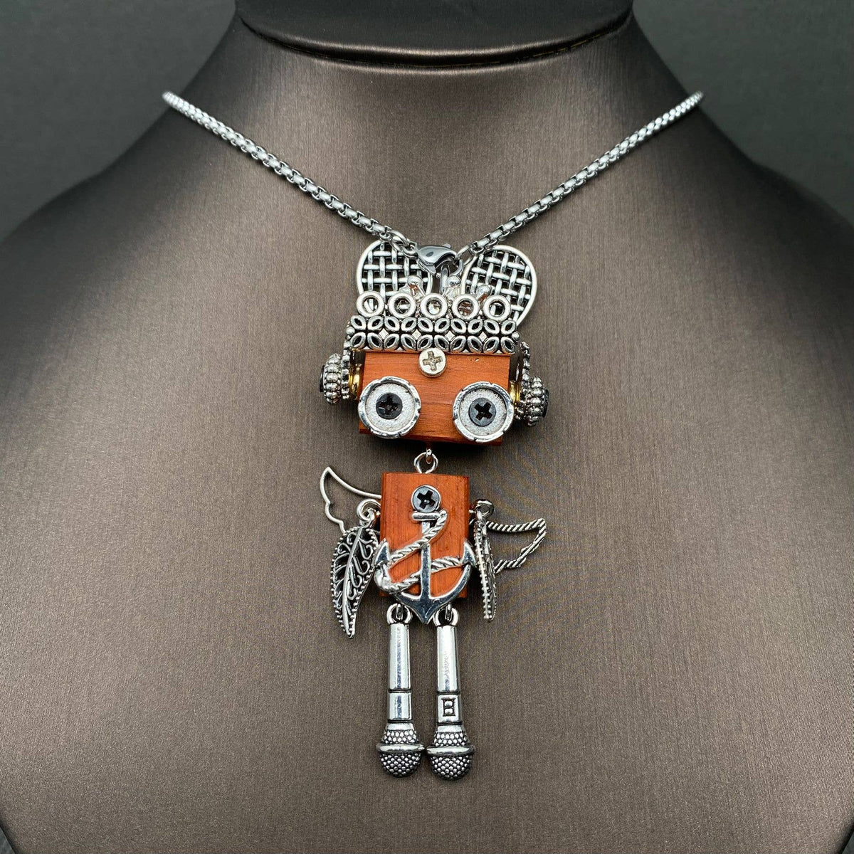 Handmade Punk Robot Necklace