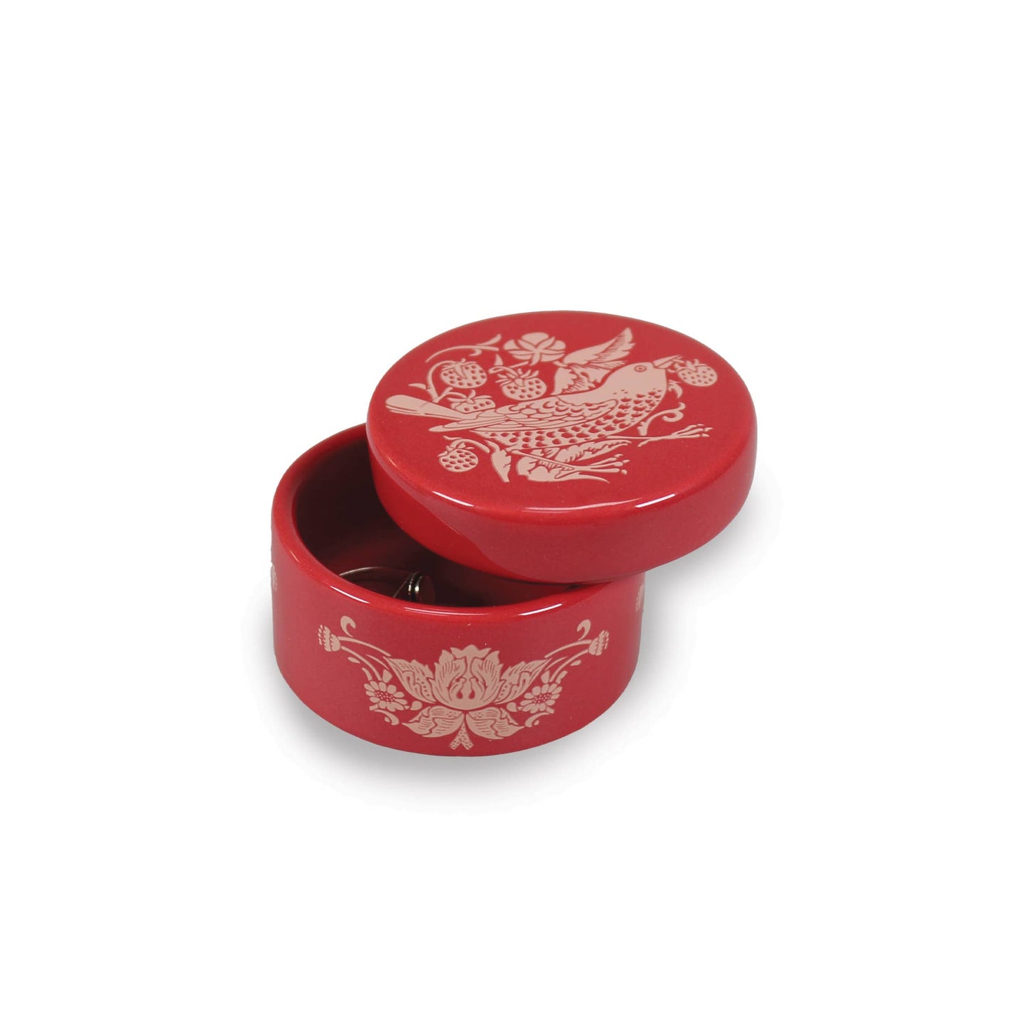 Ceramic Trinket Box William Morris StrawberryThief Raspberry