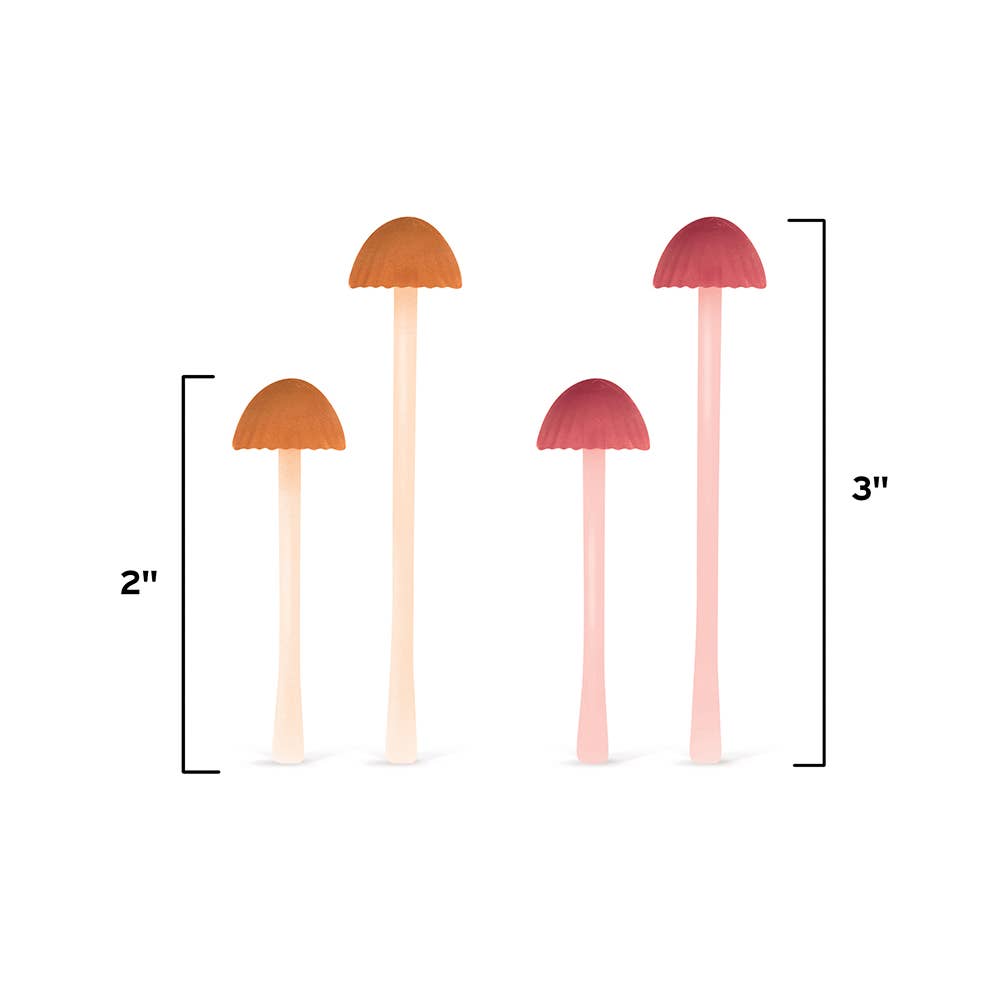 4 Magic Sprout mushroom bookmarks with dimensions