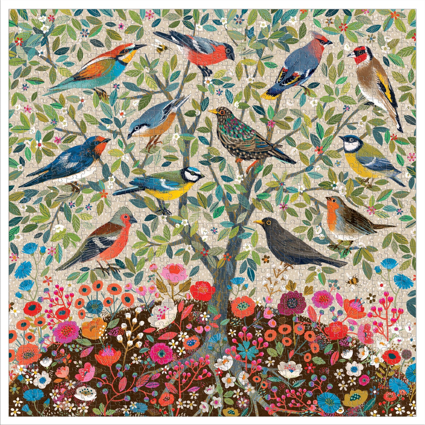 eeBoo - Songbirds Tree 1000 Piece Square Puzzle