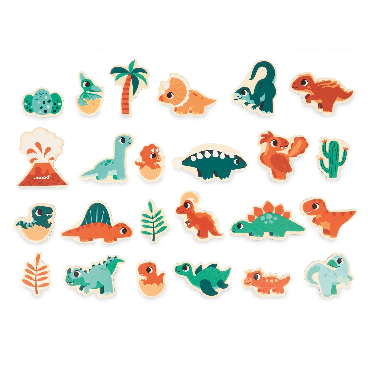 Set of Magnets | Dino | 24 wooden magnetic pieces | toy