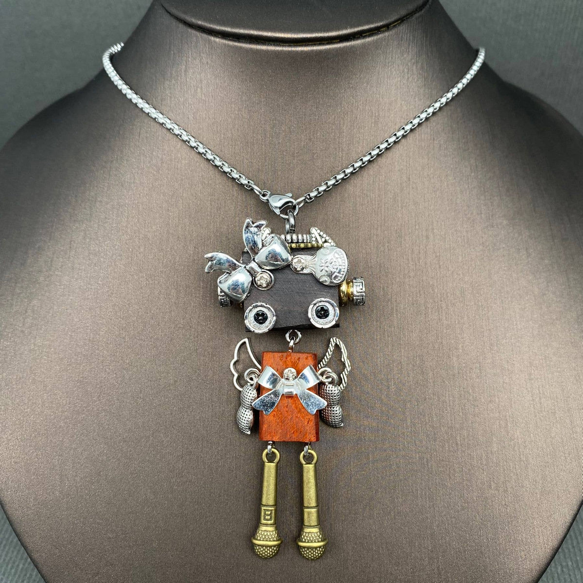 Handmade Punk Robot Necklace