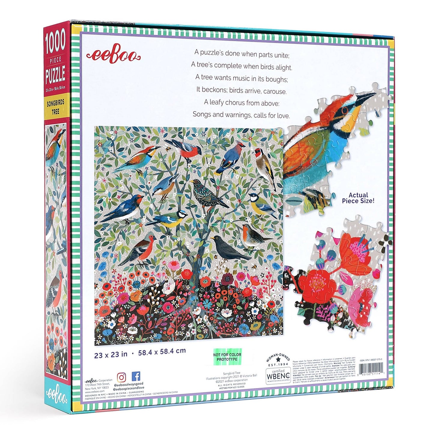 eeBoo - Songbirds Tree 1000 Piece Square Puzzle