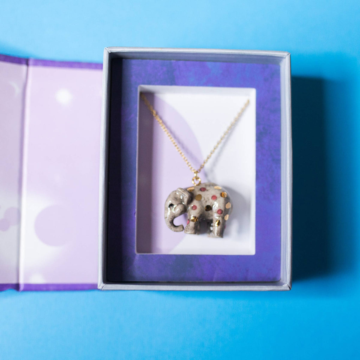 Pink Polka Dot Elephant Necklace