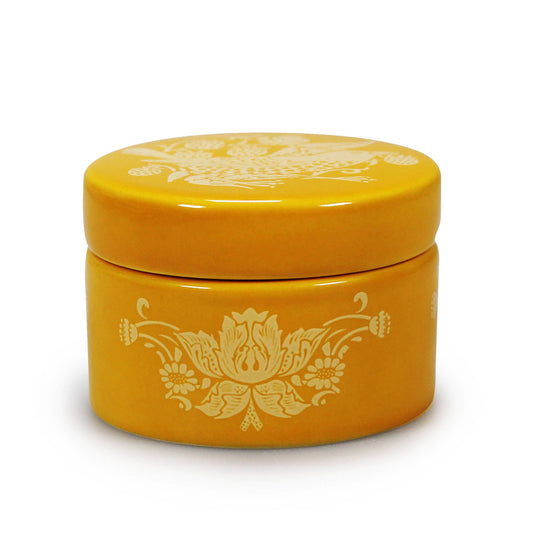 Ceramic Trinket Box William Morris Strawberry Thief Yellow